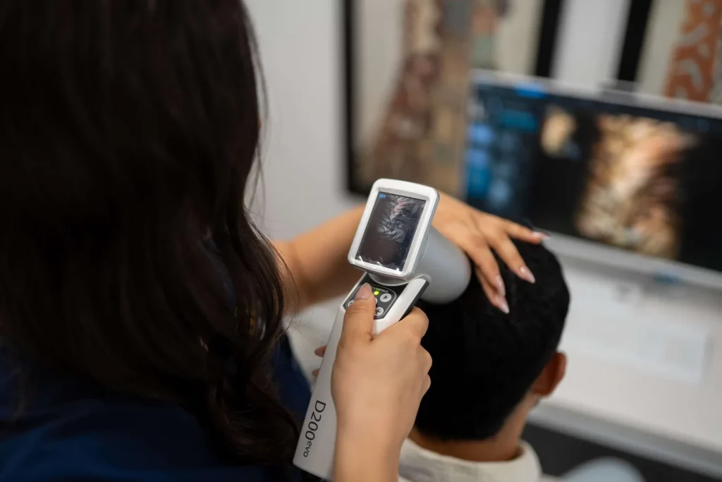 A close-up scalp analysis at Eve On 21