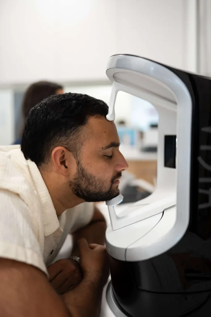 A client using the VISIA skin analysis equipment